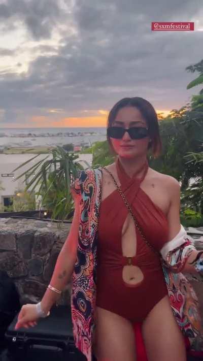 Tridha vibing to music