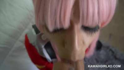 Zero Two Cosplay Girl sucking cock