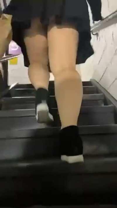 Parking garage up skirt 🙈