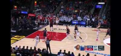 [highlight] Trae Young pulls up and bricks a 3pt attempt from the logo whilst down 19 in the 2nd quarter.