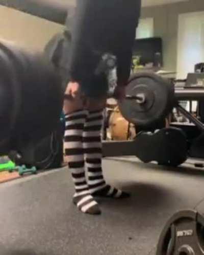 Gay Femboy Catboy Deadlifts 405lbs of Rule