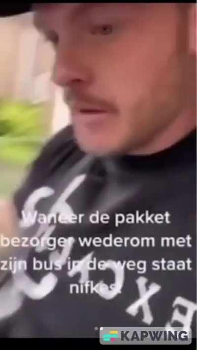 Deliverer parked the car bad so a man decided to park his car.