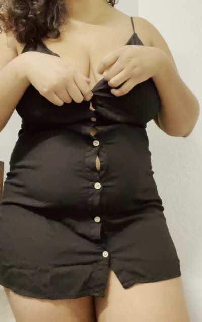 Do you like my dress? (Or my huge tits?)