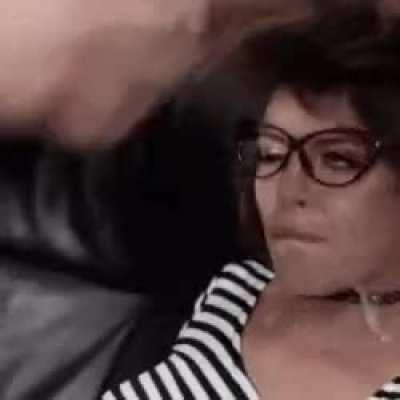 She seems fine with how her throat is being used as a cock-sleeve and s cumdump..