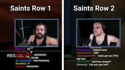 matt realising hes not recording in both saints row playthroughs perfectly synced