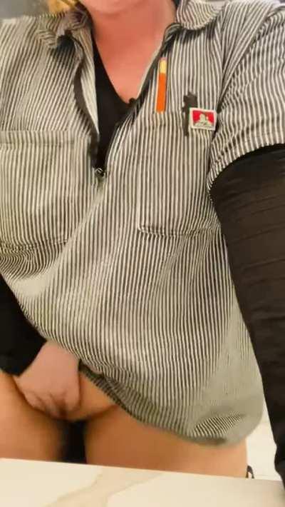 A very young apprentice was flirting with me all day so this had to happen