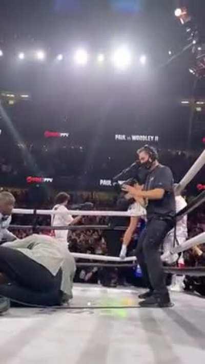 Ring Side View Of Jake Paul KO'ing Woodley