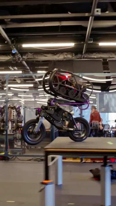 Ultra Mobile Vehicle (UMV) drives, turns, jumps, tricks, and comes to a sudden stop called a track-stand