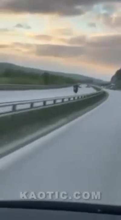 Motorcyclist on wrong lane dies instantly as he violently crashes into traffic