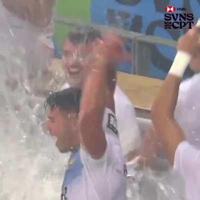 To celebrate in the pool