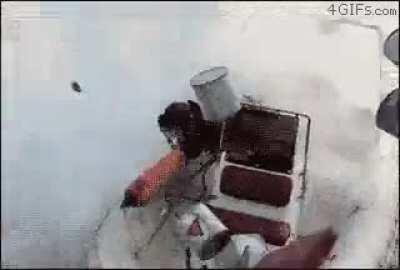 Dropping a granade on the water