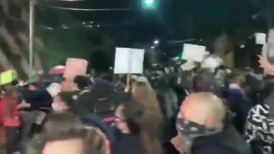 The SeattlePD just refused to let an AMBULANCE through a peaceful protest. Absolutely disgraceful. 😡😡😡