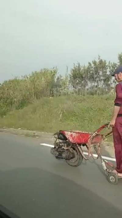 He invented his own creative car, my friend