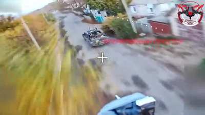 Fiber-Optics FPV Drone operator from the 6th Army targeted UAF pickup truck with infantry