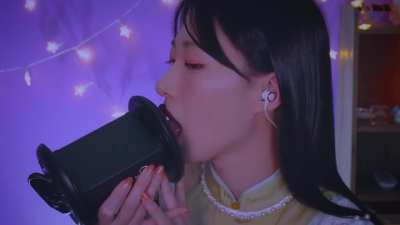Asian girl ear licking ASMR