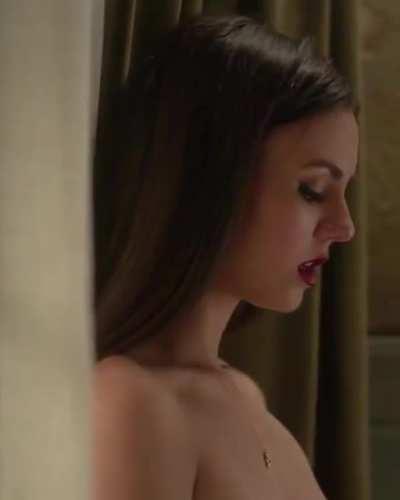 Victoria Justice getting stripped down for a scene.