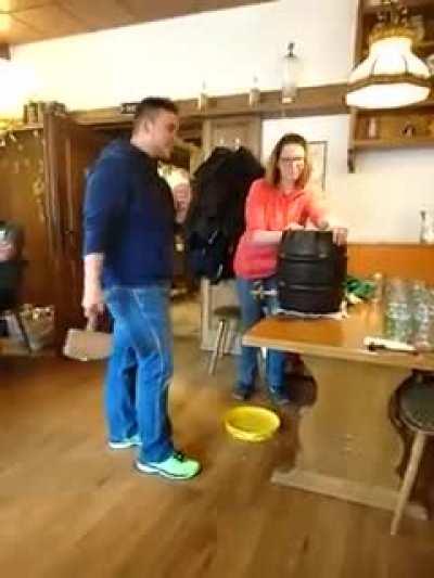 The failed opening of a beer barrel