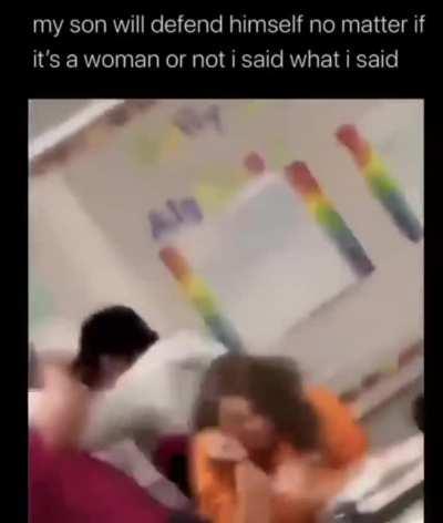 Kid beats up girl in classroom