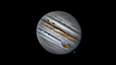 Jupiter and Callisto 2 hour time-lapse through a 10