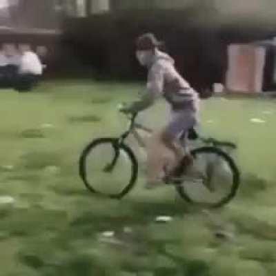 Going for a bike ride into a fire.