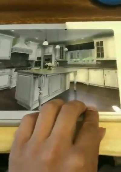 Simple yet clever way of showcasing different finishing options in the kitchen.