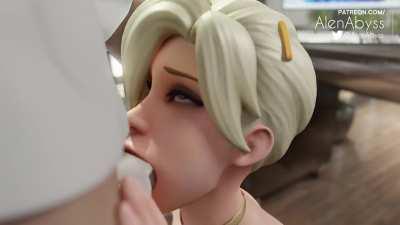 Cum in Mercy's mouth (AlenAbyss)