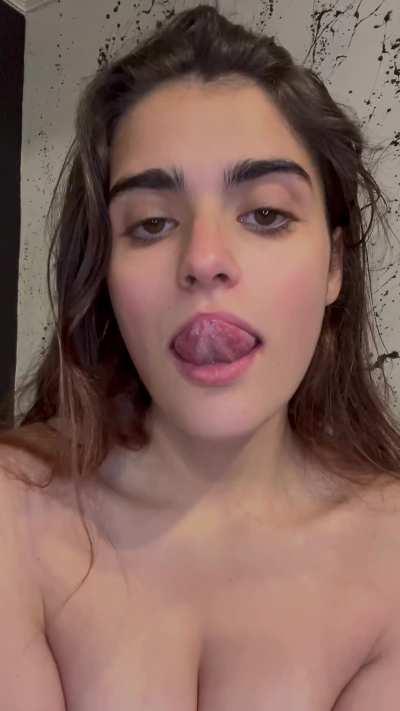 POV trying to look cute while swallowing your cum