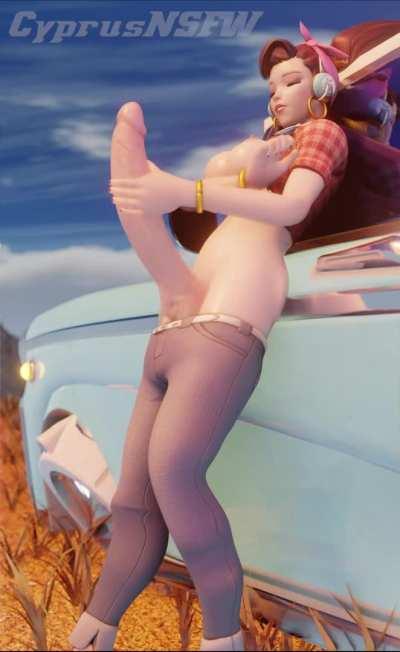 Cruiser D.va takes a break her drive [OC] (CyprusNSFW)