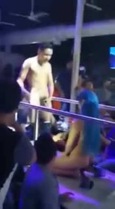 Stripper not impressed with this guy's manhood in front of crowd (NSFW)