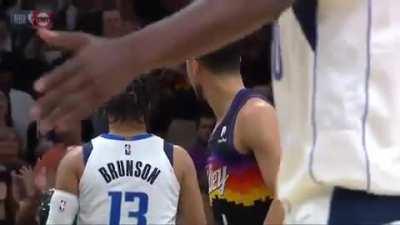 Devin Booker got a technical foul for calling Jalen Brunson “f****** soft.” 😂 You ain’t goin up against Donovan Mitchell no more, Brunson!