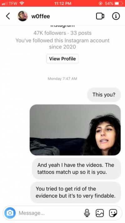 She blocked me on Instagram.