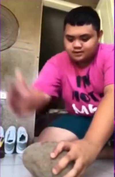 Totally a good idea to karate chop a rock.