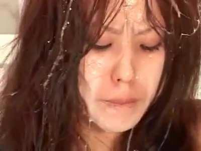 Sports news reporter gets fucked covered in cum after bukkake