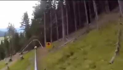 Guy rages at little girl on Alpine roller coaster and purposefully rams into her, knocking her out briefly