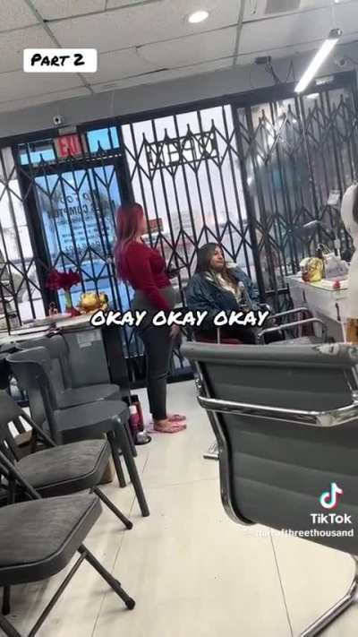 A couple of women refuse to pay for nail services