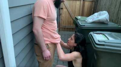 Out back preparing for company when we started talking about him fucking one of our guests. Thinking about him fucking another girl gets me so turned on.