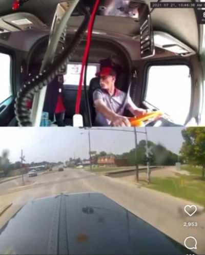 Racing a train in a semi truck