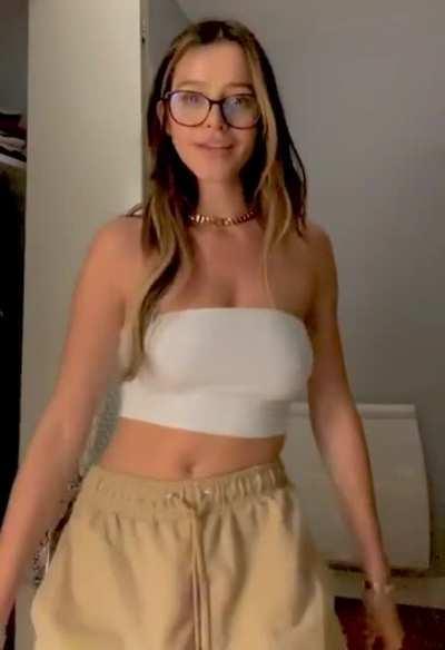 Nipple pokies in white tube top