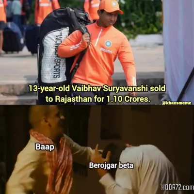 Vaibhav Suryavanshi Joins RR in 1.10 cr.. 