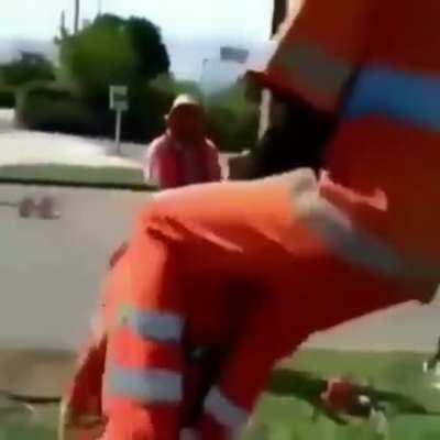 to help a coworker do a backflip