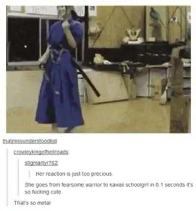 Fearsome warrior to Kawaii schoolgirl
