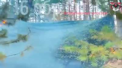 Russian drones target a Ukrainian tank near the village of Podoli in the Liman area