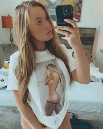 wearing her own naked self printed on her shirt