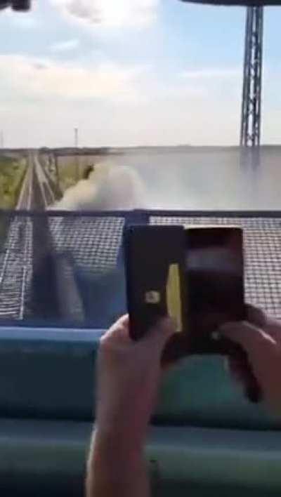 Burning train in Halle (Saale), Germany (14.08.2022)