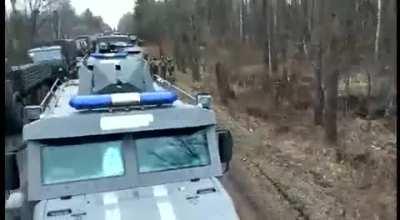 Chechen Muslim soldiers perform prayer somewhere in the forests of Ukraine.