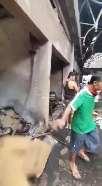 Whole market burned down except one kiosk (kroya market, indonesia)