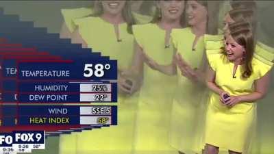Meteorologist on-air reveals her true form during her weather forecast