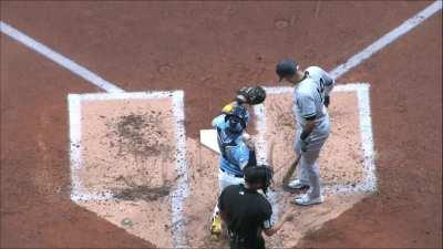 [Highlight] Marwin Gonzalez gets drilled in the dome by the catcher throwing it back to the pitcher