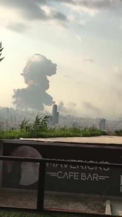 Shockwave of Beirut Blast propagating through clouds.