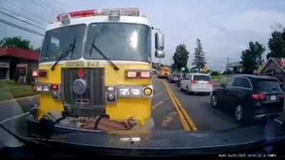 A real POS blocks the road for a fire truck